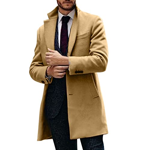 Generisch Wintermantel Herren Mantel Slim Fit Lang Wollmantel Herren Wintermantel Dufflecoat Herren Business Herrenmantel Wintermantel von Generisch
