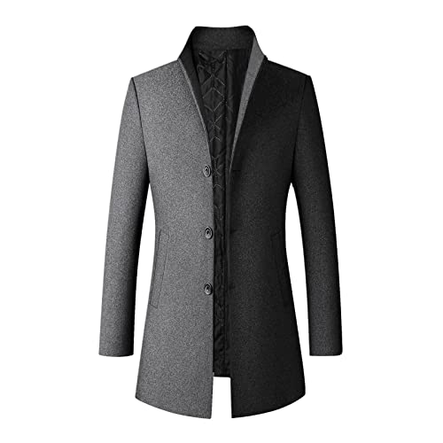 Generisch Wintermantel Kurzmantel Herren Schwarz Lang Wollmantel Herren Winter Mantel Trenchcoat Herren Westen Herren S-5XL von Generisch