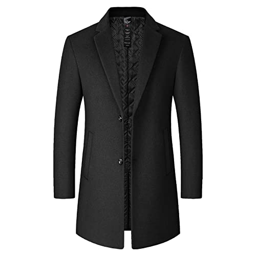 Generisch Wintermantel Langmantel Herren Schwarz Wollmantel Stehkragen Herren Winter Mantel Winter Coat Men Coat Men S/M/L/XL/XXL/5XL von Generisch