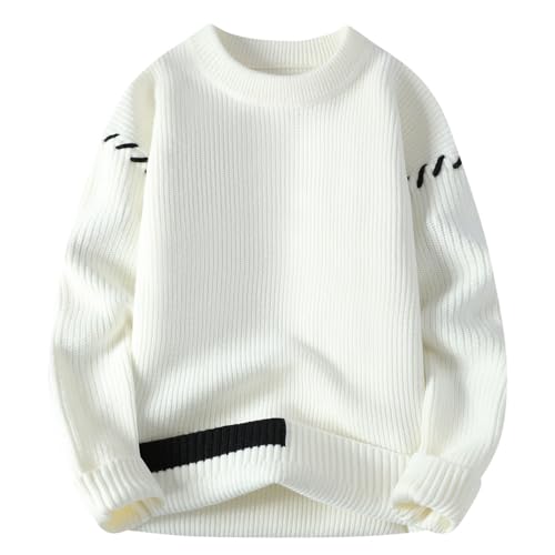 Generisch Winterpullover Herren Pullover Herbst Winter Warmer Strickpullover Fleece Innenfutter Kuschelpullover Damen Winterpulli Sweater Winter Pullover Männer Weihnachtspullover Rot von Generisch