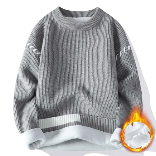 Generisch Winterpullover Herren Pullover Herbst Winter Warmer Strickpullover Fleece Innenfutter Kuschelpullover Damen Winterpulli Sweater Winter Pullover Männer Weihnachtspullover Rot von Generisch