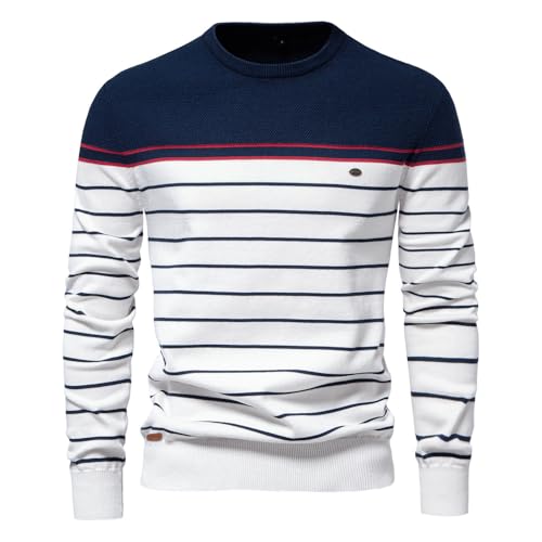 Generisch Winterpullover Herren Pullover Rundhals Feinstrick Pullover Männer Strickpullover Freizeitpullover Klassischer Langarmshirt Sweater Slim Fit Casual Top (2,L) von Generisch