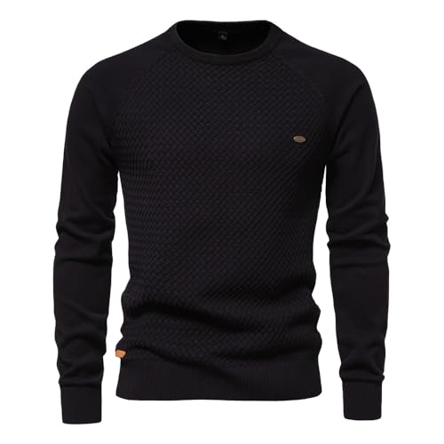 Generisch Winterpullover Herren Pullover Rundhals Feinstrick Pullover Männer Strickpullover Freizeitpullover Klassischer Langarmshirt Sweater Slim Fit Casual Top (5,M) von Generisch