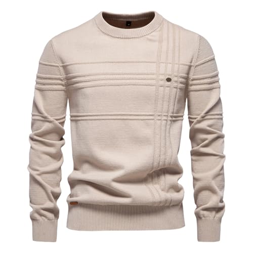 Generisch Winterpullover Herren Pullover Rundhals Feinstrick Pullover Männer Strickpullover Freizeitpullover Langarm Sweater Pulli Slim Fit Casual Top 2025 (1,XL) von Generisch