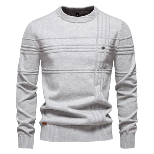 Generisch Winterpullover Herren Pullover Rundhals Feinstrick Pullover Männer Strickpullover Freizeitpullover Langarm Sweater Pulli Slim Fit Casual Top 2025 (2,L) von Generisch