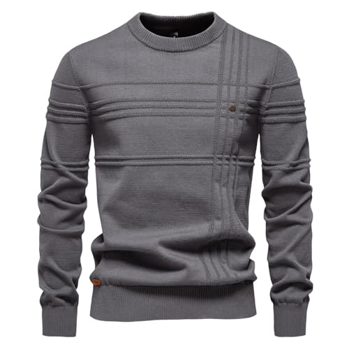 Generisch Winterpullover Herren Pullover Rundhals Feinstrick Pullover Männer Strickpullover Freizeitpullover Langarm Sweater Pulli Slim Fit Casual Top 2025 (3,XXL) von Generisch