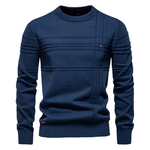 Generisch Winterpullover Herren Pullover Rundhals Feinstrick Pullover Männer Strickpullover Freizeitpullover Langarm Sweater Pulli Slim Fit Casual Top 2025 (4,M) von Generisch