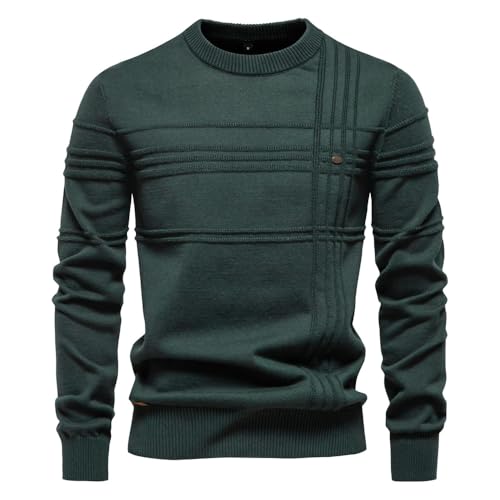 Generisch Winterpullover Herren Pullover Rundhals Feinstrick Pullover Männer Strickpullover Freizeitpullover Langarm Sweater Pulli Slim Fit Casual Top 2025 (5,XL) von Generisch