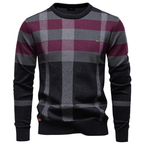 Generisch Winterpullover Herren Pullover Rundhals Feinstrick Pullover Männer Strickpullover Freizeitpullover Langarm Sweater Pulli Slim Fit Casual Top 2025 (7,XXL) von Generisch
