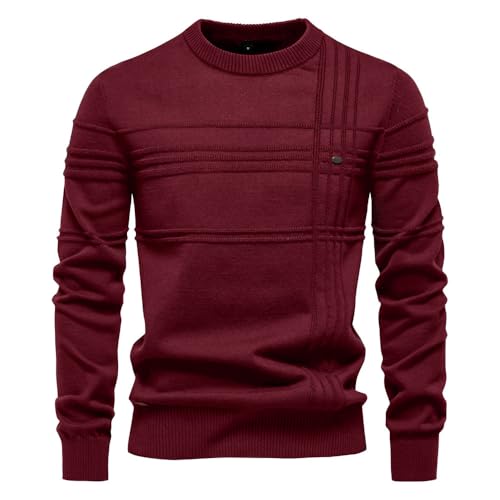 Generisch Winterpullover Herren Pullover Rundhals Feinstrick Pullover Männer Strickpullover Freizeitpullover Langarm Sweater Pulli Slim Fit Casual Top 2025 (L,9) von Generisch