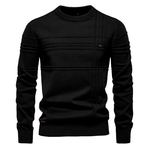 Generisch Winterpullover Herren Pullover Rundhals Feinstrick Pullover Männer Strickpullover Freizeitpullover Langarm Sweater Pulli Slim Fit Casual Top 2025 (XL,8) von Generisch