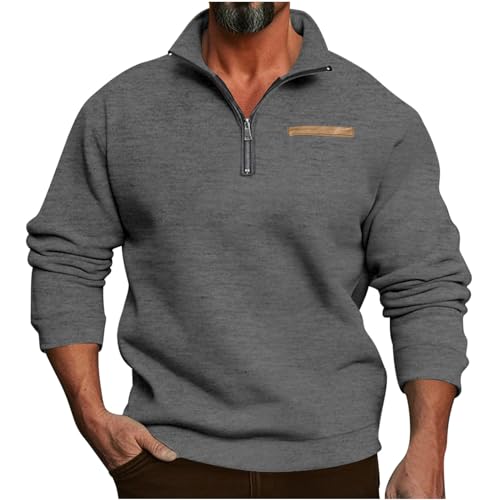 Generisch Winterpullover Herren Pullover mit Halbem Kragen, Reißverschluss Einfarbig Sweatshirt für Herren Oversize Winter Sport Arbeitspullover Gutschein Dunkelgrau S Generisch Winterpullover Herren Pullover mit Halbem Kragen, Reißverschluss Einfarbig Sweatshirt für Herren Oversize Winter Sport Arbeitspullover Gutschein Dunkelgrau S von Generisch