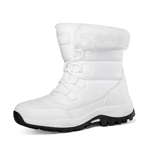 Generisch Winterschuhe Damen, Leicht Anti-Rutschig Gummistiefel Warm Wasserdicht Stiefeletten Western Stilish Winterboots Bequem Fleece Winterschuhe von Generisch
