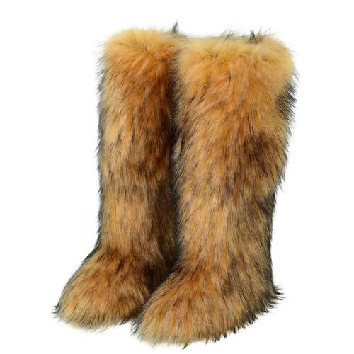 Generisch Winterschuhe Damen Herren Cowboystiefel Winter Westernstiefel Stiefeletten mit Schnalle Lockerer Schaft-Design für lässigen Look Ankle Boots Schlupfschuh-Design Elegant Western von Generisch