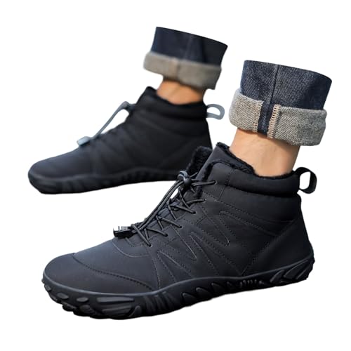 Generisch Winterschuhe Damen Herren Leder Winterstiefel Kurzstiefel Westernstiefel Stiefel mit Knielanger Langschaft Sommer Stiefeletten Ankle Boots Schlupfschuh-Design Trendiges Winter-Outfit von Generisch