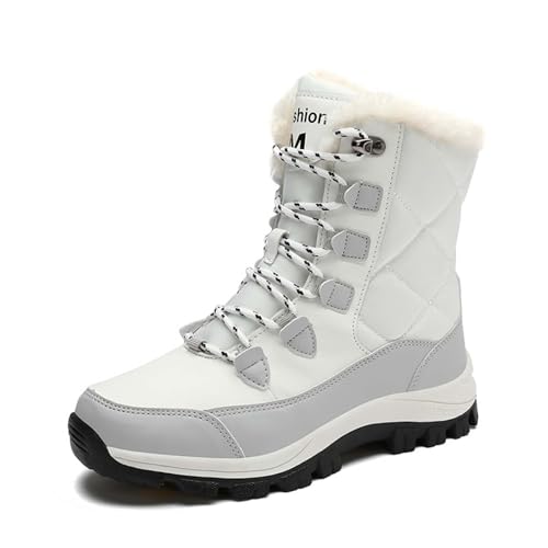 Generisch Winterschuhe Damen Herren Plateau Schuhe Winter Westernstiefel Stiefel mit Knielanger Langschaft Herbststiefelette Weitschaft für breite Füße Ankle Boots Schlupfschuh-Design Ideal Festivals von Generisch