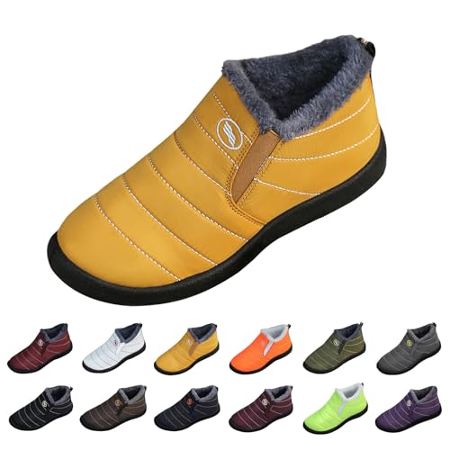 Generisch Winterschuhe Damen Wasserdicht Stiefeletten Damen Wasserdicht Herbst Winter Vintage Plüsch Schuhe Bequem rutschfeste Arch Support Weitschaft Ankle Boots Retro von Generisch