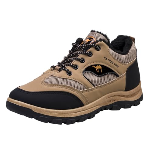 Generisch Winterschuhe Herren Gefütterte Warm Wasserdicht - Schlupfstiefel Bequeme Flache Schuhe Kunstleder Thermoschuhe Wanderschuhe Verschleißfest Freizeitschuhe Rutschfest Outdoor Winterboots von Generisch