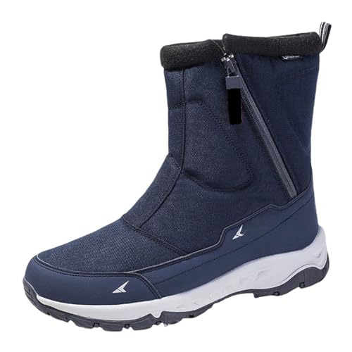 Generisch Winterschuhe Herren Mit Reißverschluss, Winterstiefel Herren Warm, Schneeschuhe rutschfest Schneestiefel Fleece Wanderstiefel Einfarbig Outdoorschuhe Leichtgewicht Bequeme Westernstiefel von Generisch
