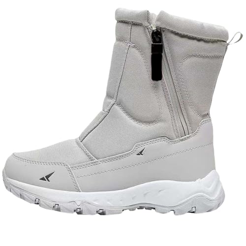 Generisch Winterschuhe Herren Mit Reißverschluss, Winterstiefel Herren Warm, Schneeschuhe rutschfest Schneestiefel Fleece Wanderstiefel Einfarbig Outdoorschuhe Leichtgewicht Bequeme Westernstiefel von Generisch