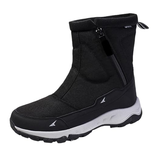 Generisch Winterschuhe Herren Mit Reißverschluss, Winterstiefel Herren Warm, Schneeschuhe rutschfest Schneestiefel Fleece Wanderstiefel Einfarbig Outdoorschuhe Leichtgewicht Bequeme Westernstiefel von Generisch