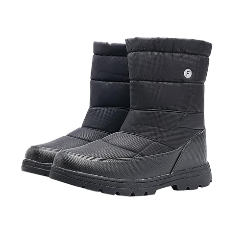 Generisch Winterschuhe Herren Ohne Schnürung, Wanderschuhe Herren Leicht Halbhoch, Winterstiefel Ohne Reißverschluss Wanderstiefel Slip On Schneestiefel Rutschhemmend Komfortabel Schneeschuhe von Generisch