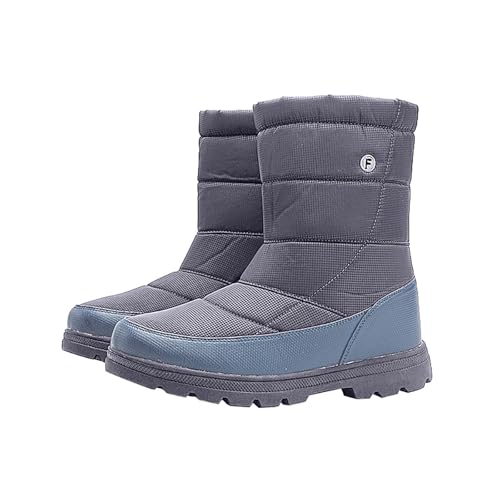 Generisch Winterschuhe Herren Ohne Schnürung, Wanderschuhe Herren Leicht Halbhoch, Winterstiefel Ohne Reißverschluss Wanderstiefel Slip On Schneestiefel Rutschhemmend Komfortabel Schneeschuhe von Generisch