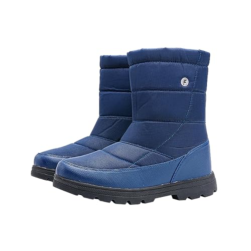 Generisch Winterschuhe Herren Ohne Schnürung, Wanderschuhe Herren Leicht Halbhoch, Winterstiefel Ohne Reißverschluss Wanderstiefel Slip On Schneestiefel Rutschhemmend Komfortabel Schneeschuhe von Generisch
