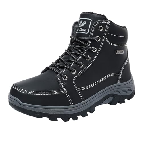 Generisch Winterschuhe Herren Warme Gefütterte Winterstiefel Wasserdicht Wanderschuhe Trekkingschuhe Schneestiefel Outdoor Hiking Schuhe Schwarz 41 von Generisch