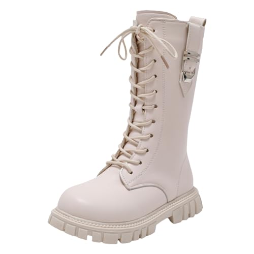 Generisch Winterschuhe Kinder Halbstiefel Winter Warme Winterstiefel Flache Lederstiefel Outdoor Stiefel Freizeit Prinzessin Schuhe Einfarbige Dirndlschuhe Freizeitstiefel Westernstiefel von Generisch