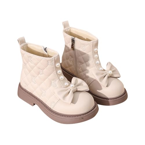 Generisch Winterschuhe Kinder Lederstiefel Winter Warme Winterschuhe Mädchen Halbstiefel Outdoor Langschaft Stiefel Freizeit Prinzessin Einfarbige Dirndlschuhe Freizeitstiefel Partyschuhe von Generisch