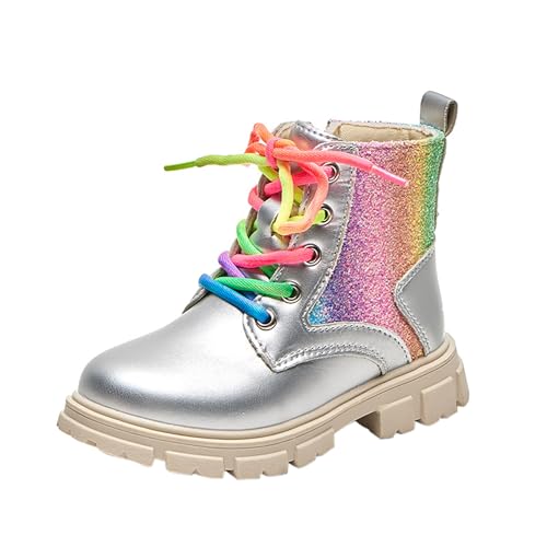 Generisch Winterschuhe Kinder Lederstiefel Winter Warme Winterschuhe Mädchen Halbstiefel Outdoor Langschaft Stiefeletten Prinzessin Einfarbige Dirndlschuhe Freizeitstiefel Partyschuhe von Generisch