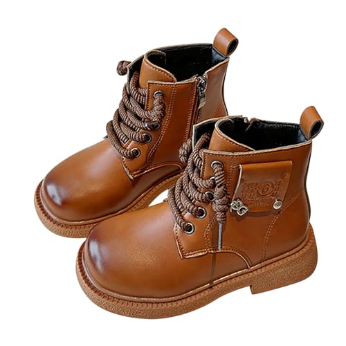 Generisch Winterschuhe Kinder Lederstiefel Winter Warme Winterschuhe Mädchen Halbstiefel Outdoor Stiefel Urlaub Festliche Schuhe Einfarbige Dirndlschuhe Schlupfstiefel Westernstiefel von Generisch