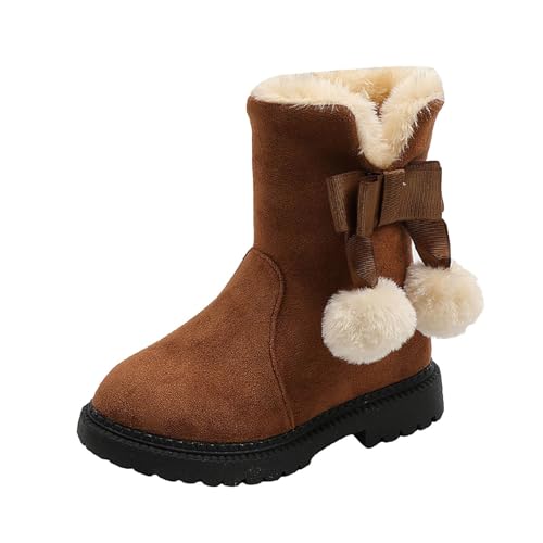 Generisch Winterschuhe Kinder Schneestiefel Bequem Halbhoch Winterschuhe Mädchen Halbstiefel Outdoor Boots Leicht Prinzessin Schuhe Einfarbige Trachtenschuhe Freizeitstiefel von Generisch