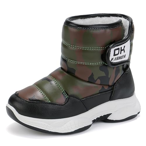 Generisch Winterschuhe Kinder Wanderschuhe Jungen Schneestiefel Warmfutter Mädchen Outdoor Trekking Winterstiefel rutschfeste Mid Baumwollschuhe Reitstiefeletten Halbstiefel von Generisch