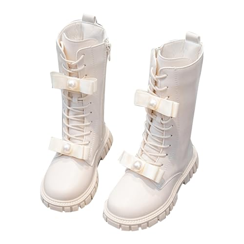 Generisch Winterschuhe Mädchen Kinderschuhe Langschaft Stiefel Halbhoch Winterschuhe Niedliche Stiefeletten Boots Urlaub Prinzessin Schuhe Einfarbige Dirndlschuhe Schlupfstiefel Partyschuhe von Generisch