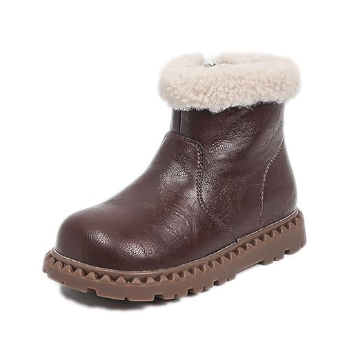 Generisch Winterschuhe Mädchen Winterstiefel Kinder Stiefeletten Schlupfstiefel Herbst Winter Ankle Boots Outdoor Kurzschaft Kinderstiefel Wasserdicht Niedrige Schnürstiefel von Generisch