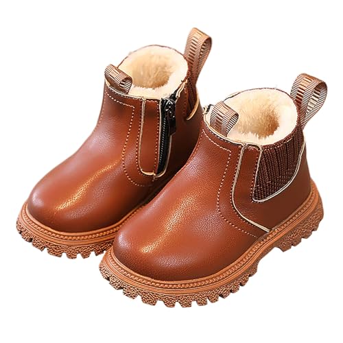 Winterschuhe Mädchen Winterstiefel Kinder Stiefeletten Seitlicher Reißverschluss Booties Fleece Winddichte Kurze Stiefel Stiefeletten Mädchen Stiefel Mädchen von Generisch