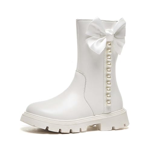 Generisch Winterschuhe Mädchen Winterstiefel mit Schleife Schlupfstiefel Winter Warme Stiefeletten Mädchen Wanderschuhe Outdoor Boots Dirndl Schuhe Einfarbige Dirndlschuhe Westernstiefel von Generisch
