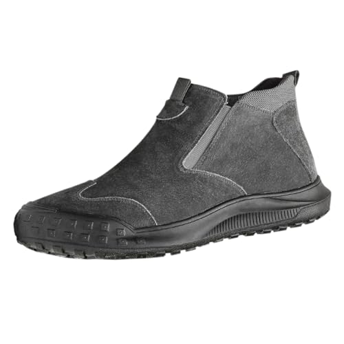 Generisch Winterschuhe Ohne Schnürsenkel Herren, Wanderschuhe Herren Leicht, Schneestiefel Slip On Winterstiefel rutschfest Outdoorschuhe Plate Trekkingschuhe Fleece Therm Lederstiefel Für Casual von Generisch