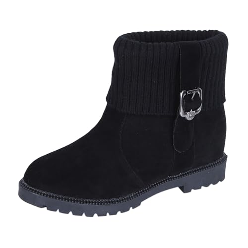 Generisch Winterstiefel Damen Schuhe Damen Winter Mode einfarbig Stiefeletten warme Fleece Stiefel (Black, 39) von Generisch