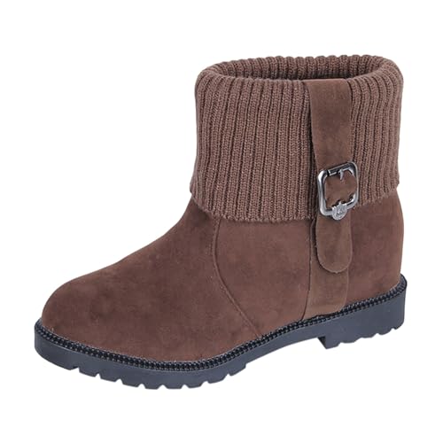 Generisch Winterstiefel Damen Schuhe Damen Winter Mode einfarbig Stiefeletten warme Fleece Stiefel (Brown, 38) von Generisch