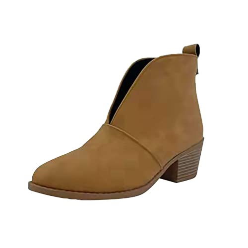 Generisch Winterstiefel Damen Schuhe Stiefeletten Chunky für Damen Retro-Stiefel Shorts Damenstiefel Schuhe Damenstiefel (Brown, 41) von Generisch
