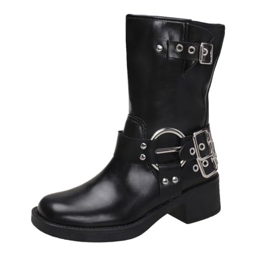 Generisch Winterstiefel Für Damen,Damen Winter Dicke Sohle Britische Cowboy Stiefel,Einfarbig Blockabsatz,Gürtelschnalle Mid Calf Stiefel Lack Overknees,Mid Damenstiefel Generisch Winterstiefel Für Damen,Damen Winter Dicke Sohle Britische Cowboy Stiefel,Einfarbig Blockabsatz,Gürtelschnalle Mid Calf Stiefel Lack Overknees,Mid Damenstiefel von Generisch