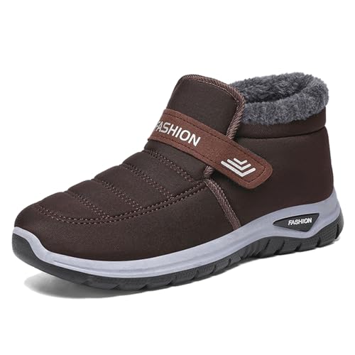 Generisch Winterstiefel Herren Herren Schneestiefel Mode Muster Winter Verdickte Warme Bequeme Lässige Slipper (Coffee, 40) von Generisch