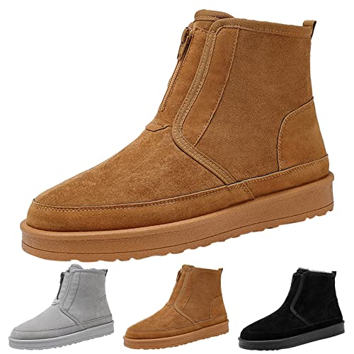Generisch Winterstiefel Herren Warm Gefütterte | Rutschfest Winterschuhe Mit Reißverschluss | Runde Zehe Schlupfstiefel Bequeme Winterboots Freizeitschuhe Wanderschuhe & Schneeschuhe von Generisch
