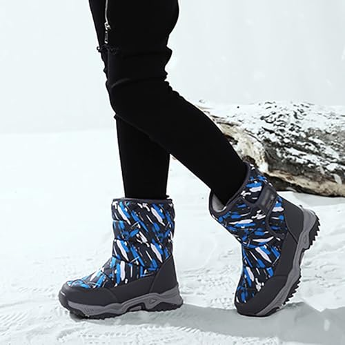 Generisch Winterstiefel Junge Kinderschuhe Modische Stiefel mit dicken Sohlen Winter samt warme Schneestiefel (Grey, 31.5 Little Child) von Generisch