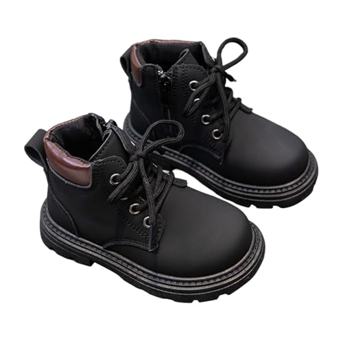 Generisch Winterstiefel Junge Winterstiefel Kinder Kleinkind Stiefeletten Mädchen Stiefeletten Stiefel für Jungen Mädchen Runde Zehenstiefel Kleinkind Freizeitschuhe (Black, 21 Little Child) von Generisch