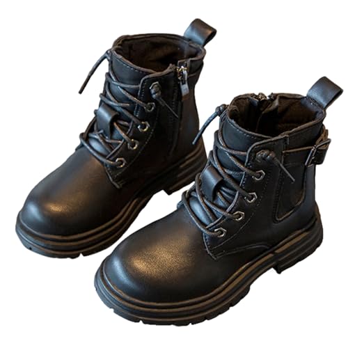 Generisch Winterstiefel Junge Winterstiefel Kinder Kleinkind Stiefeletten Mädchen Stiefeletten Stiefel für Jungen Mädchen Runde Zehenstiefel Kleinkind Freizeitschuhe (Black, 28 Little Child) von Generisch
