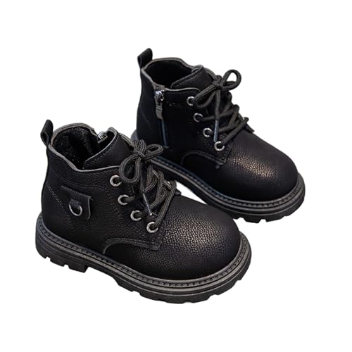 Generisch Winterstiefel Junge Winterstiefel Kinder Kleinkind Stiefeletten Mädchen Stiefeletten Stiefel für Jungen Mädchen Runde Zehenstiefel Kleinkind Freizeitschuhe (Black, 32 Big Kids) von Generisch